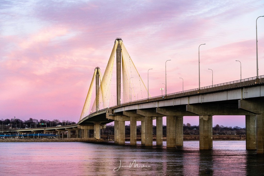 Clark Bridge Pink Sunset by jae_at_wits_end