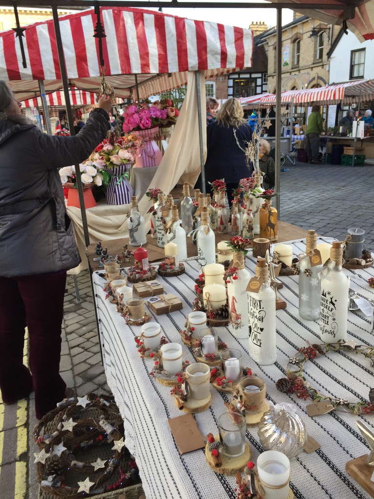 Leominster Christmas market by snowy