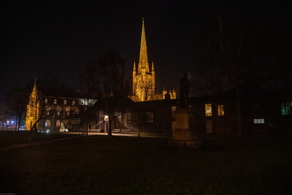 Norwich Cathedral at night. by padlock