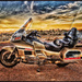 Motorcycle Sunrise with Grunge by jeffjones