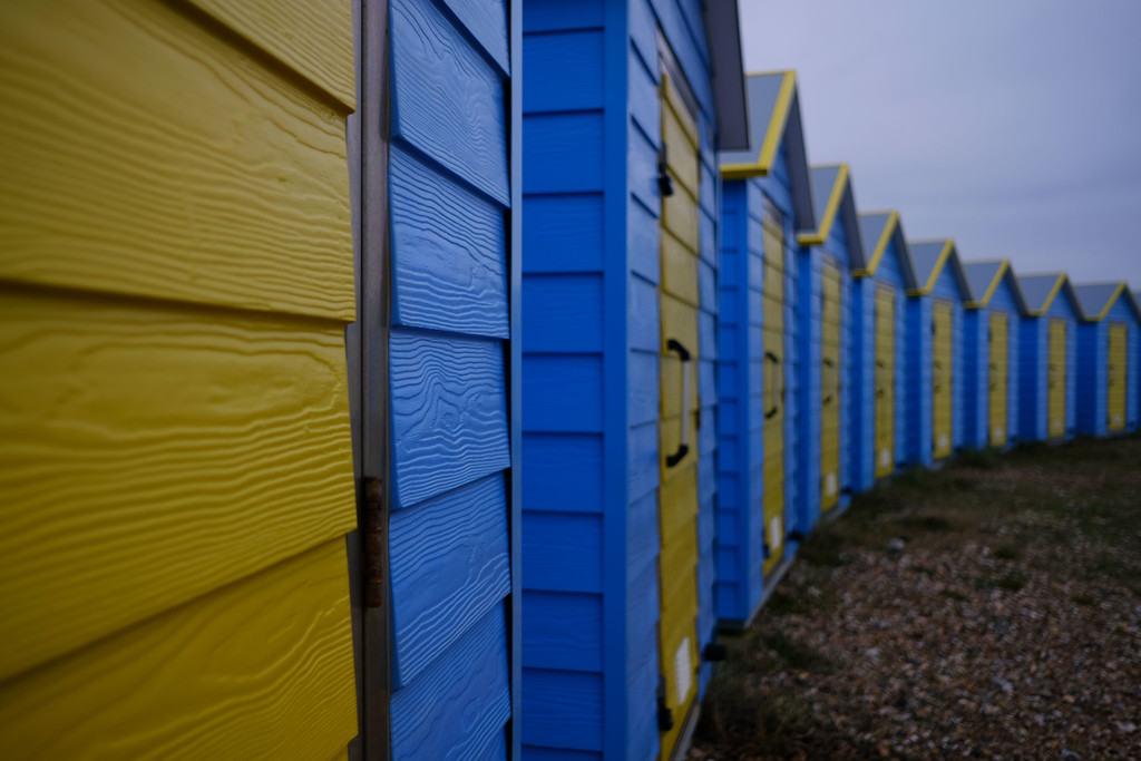 Beach huts at Littlehampton by rumpelstiltskin