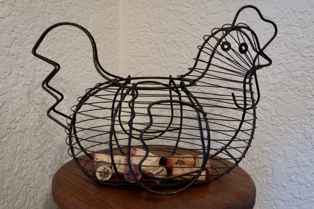 My wire chicken basket for my “Macro 2” reveal.  by louannwarren