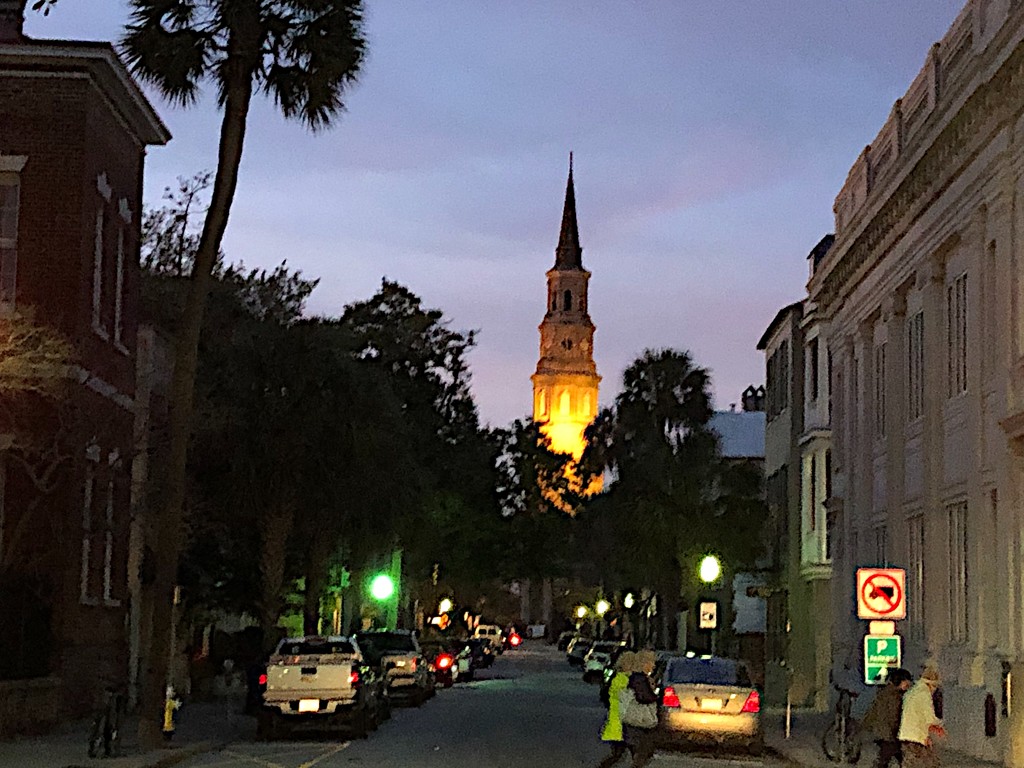 Evening view of St. Philip’s Church in Charleston’s historic district by congaree