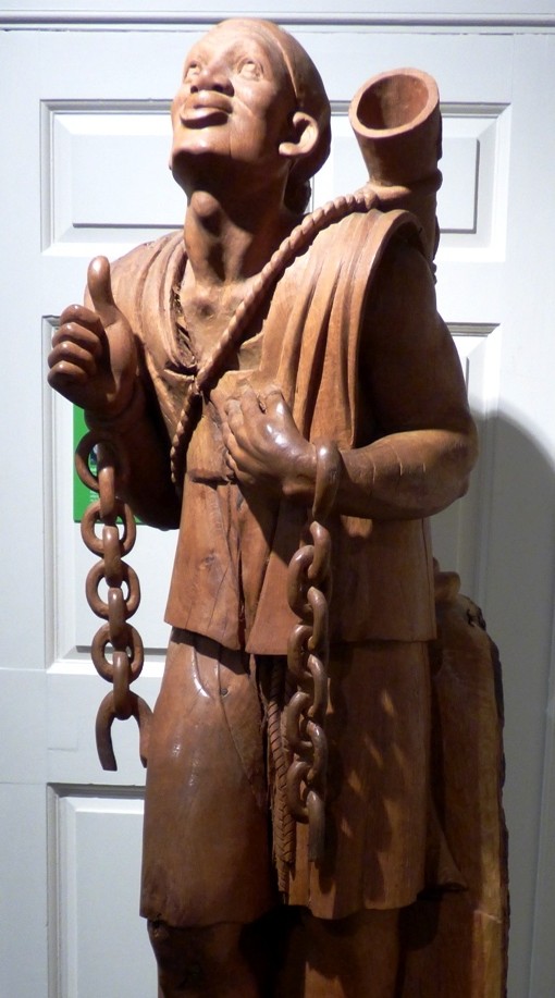 Oak Sculpture of a freed slave by fishers