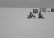 3rd Feb 2020 - Fish huts snowmobiles trucks and bikes 