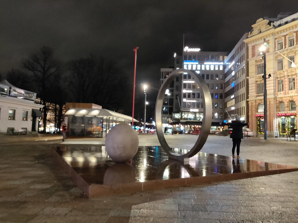 Erottaja Street in Helsinki and Eva Lange: Usko Toivo Rakkaus by annelis