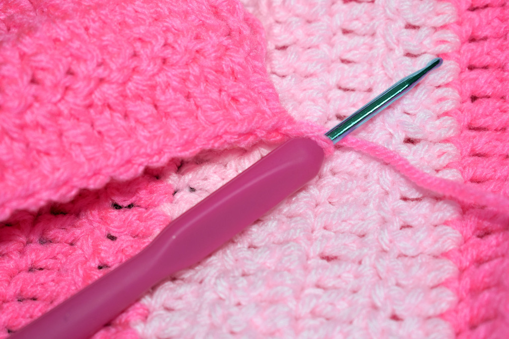 Pink Scarf and Crochet Hook by homeschoolmom