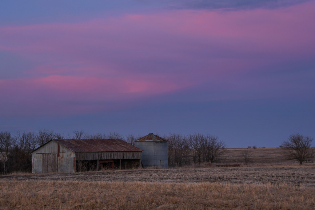 Kansas Landscape with Backlit Sunset by kareenking