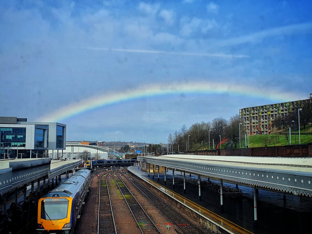 Rainbow over Sheffield Station by isaacsnek