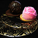 hazelnut chocolate bomb, gold necklace and marshmallow rose by summerfield