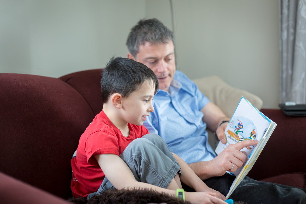 Dexter Reading Pete the Cat with Daddy by kph129