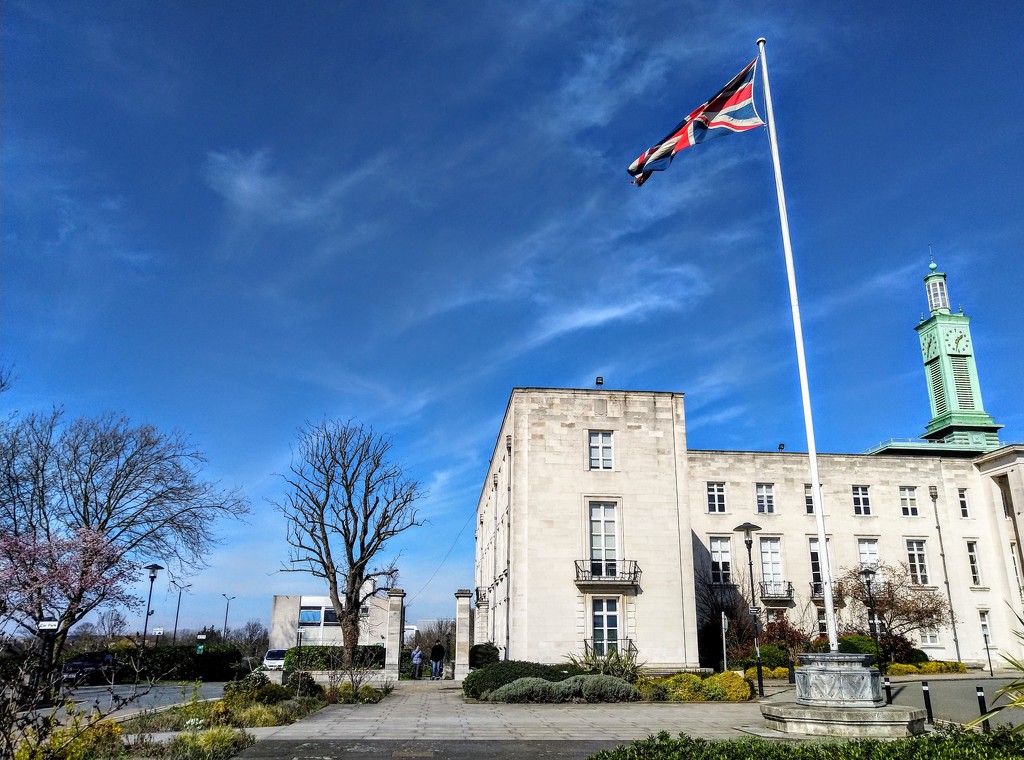 Union flag outside Walthamstow Town Hall by boxplayer