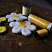 YELLOW 2 Buttons and daisies on the painting stool. by sandradavies