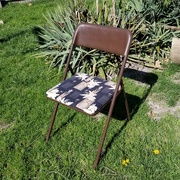 10th Apr 2020 - Covered a folding chair with my husband's shirt.