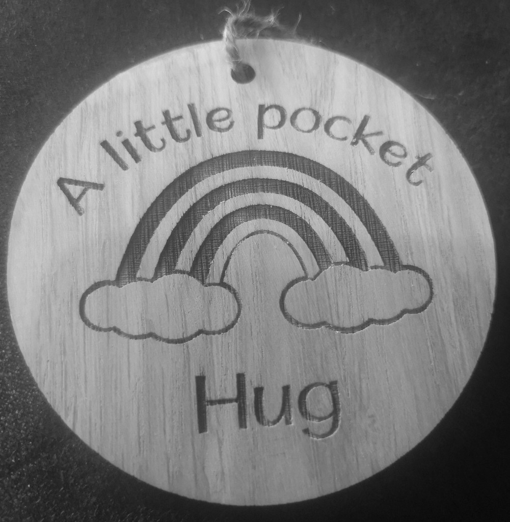 Wooden Pocket Hug ~ b&w by plainjaneandnononsense