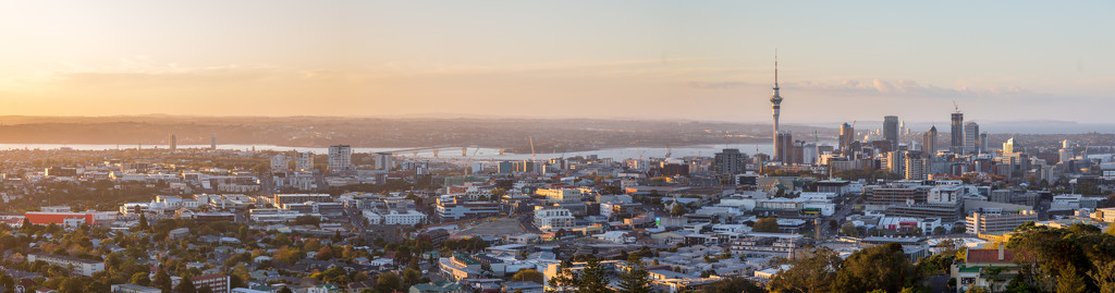 Auckland CBD from Mt Eden at sunset by creative_shots