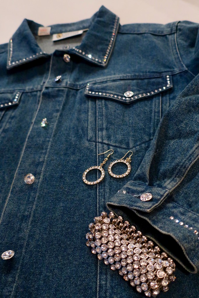 My jean jacket with jewels, Vikki where are you?  by louannwarren