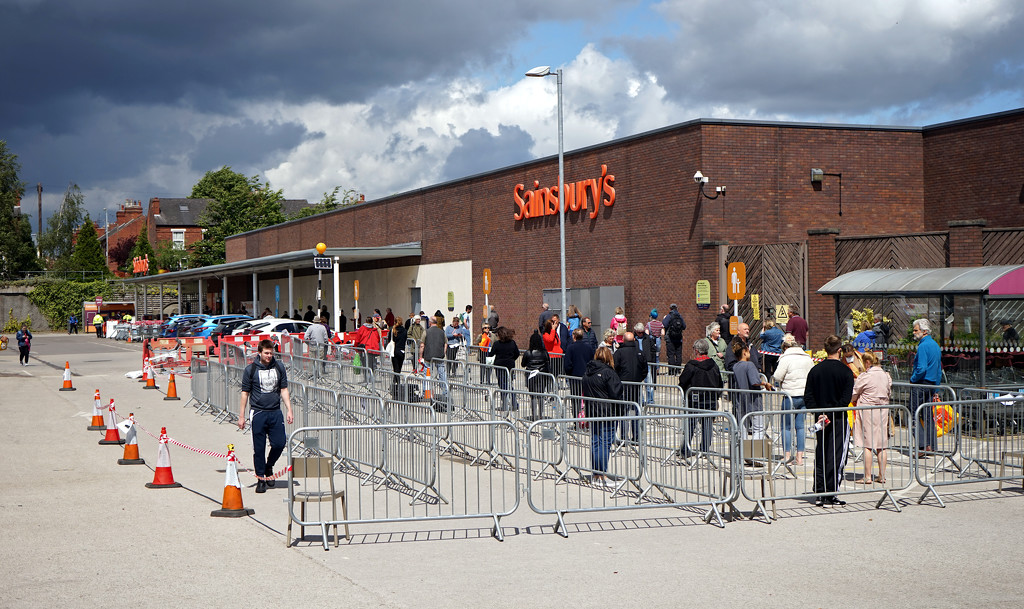 The New Normal - The Social Distance Queue at Sainsbury's by phil_howcroft