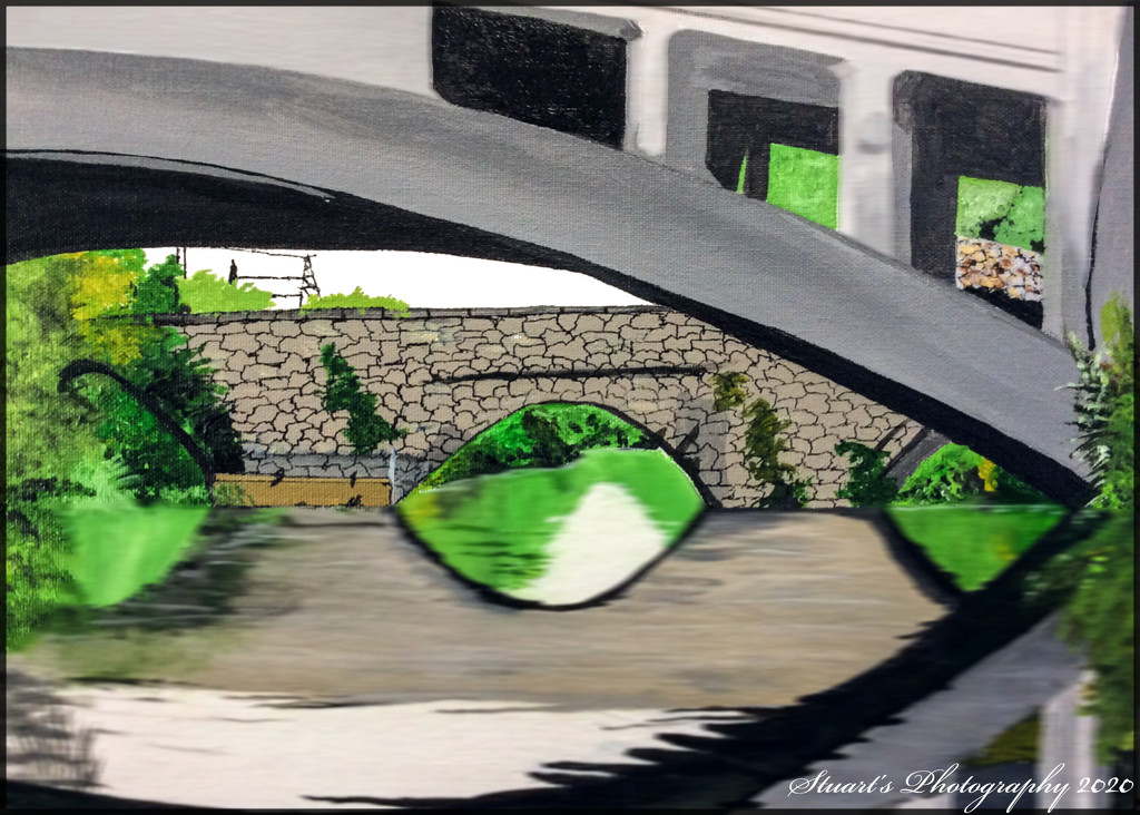 Bridge through a bridge (painting) by stuart46