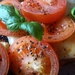 basil on tomatoes on cheese on toast with pepper by quietpurplehaze