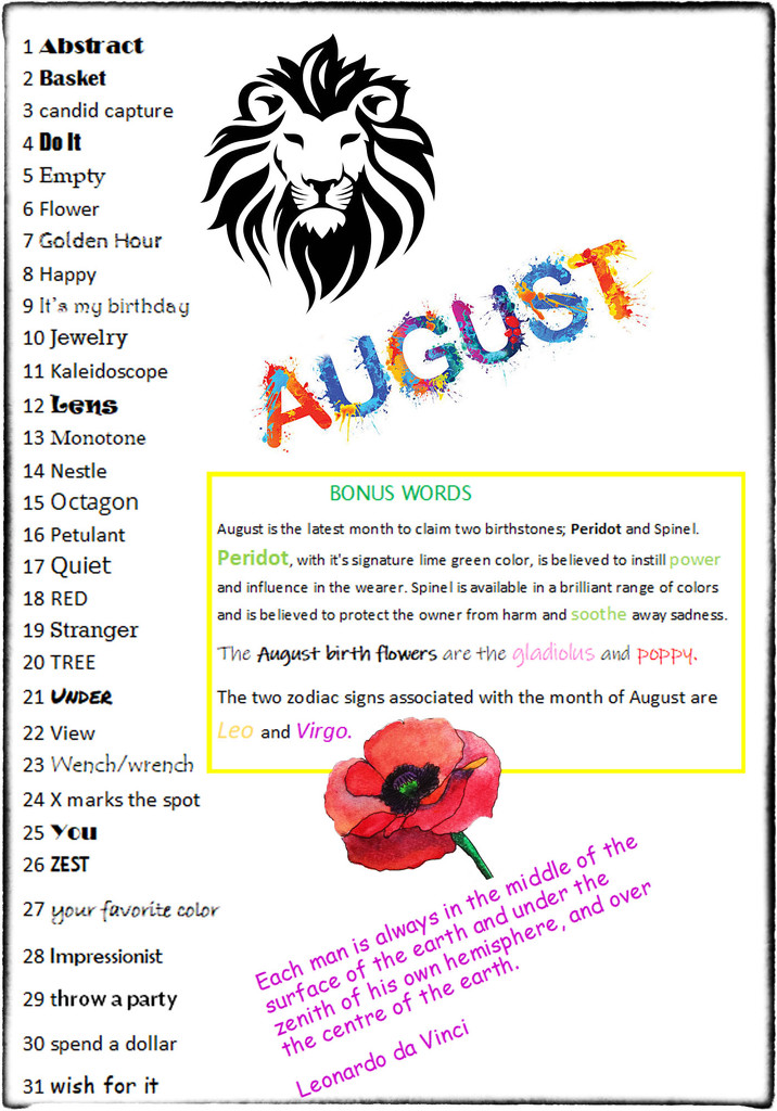 AUGUST Words of the Month by annied