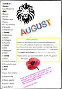 1st Aug 2020 - AUGUST Words of the Month