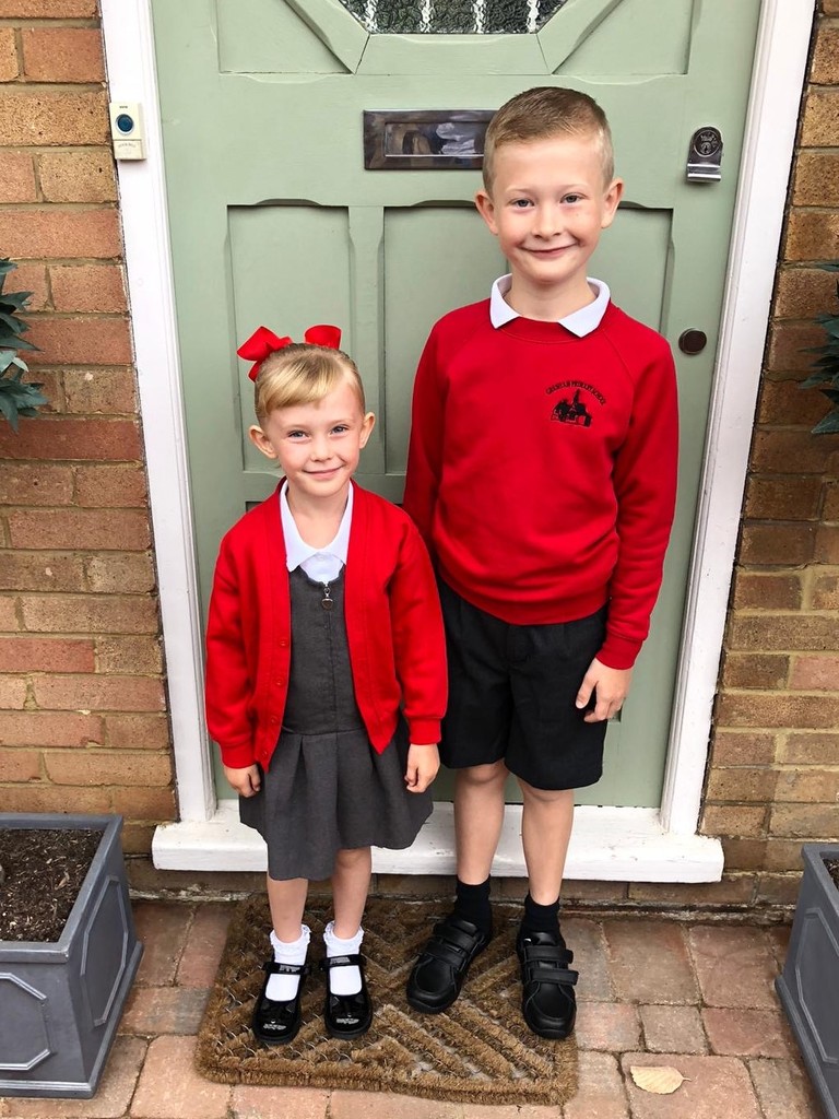  First Day Back at School for Finley and Niamh by susiemc