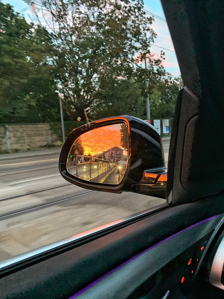 Sunset in the rear view.  by cocobella