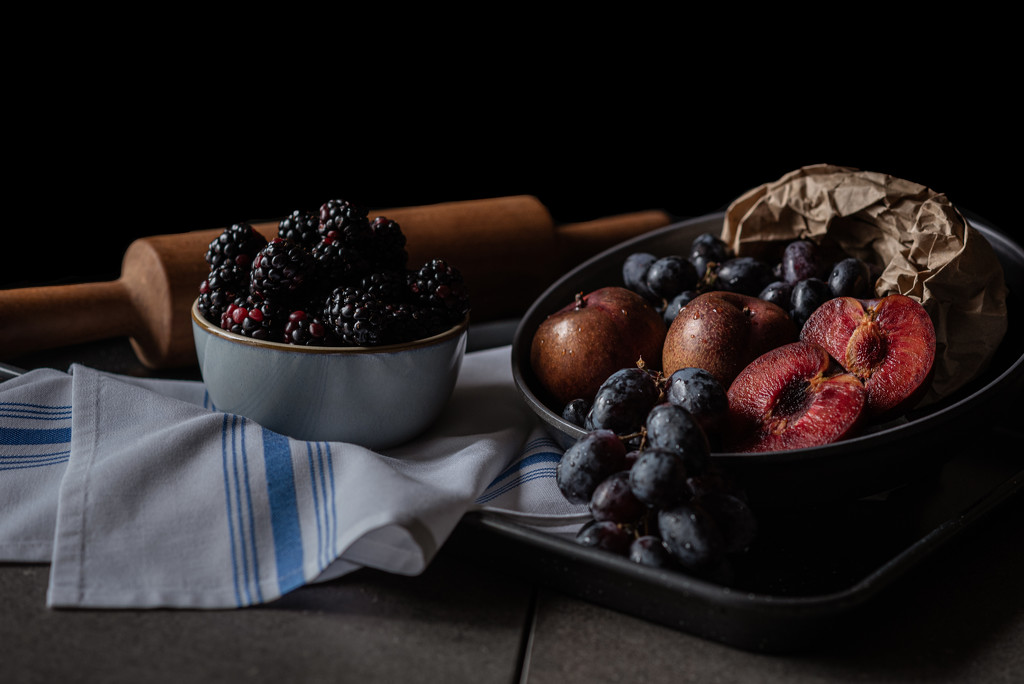 pluots, table grapes and blackberries by jackies365