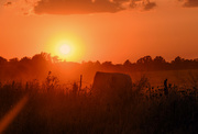 28th Aug 2020 - Kansas Sunset, Sunbeam, and Haybale