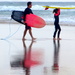 Father & young daughter off into the surf Coolum Beach Series by 777margo