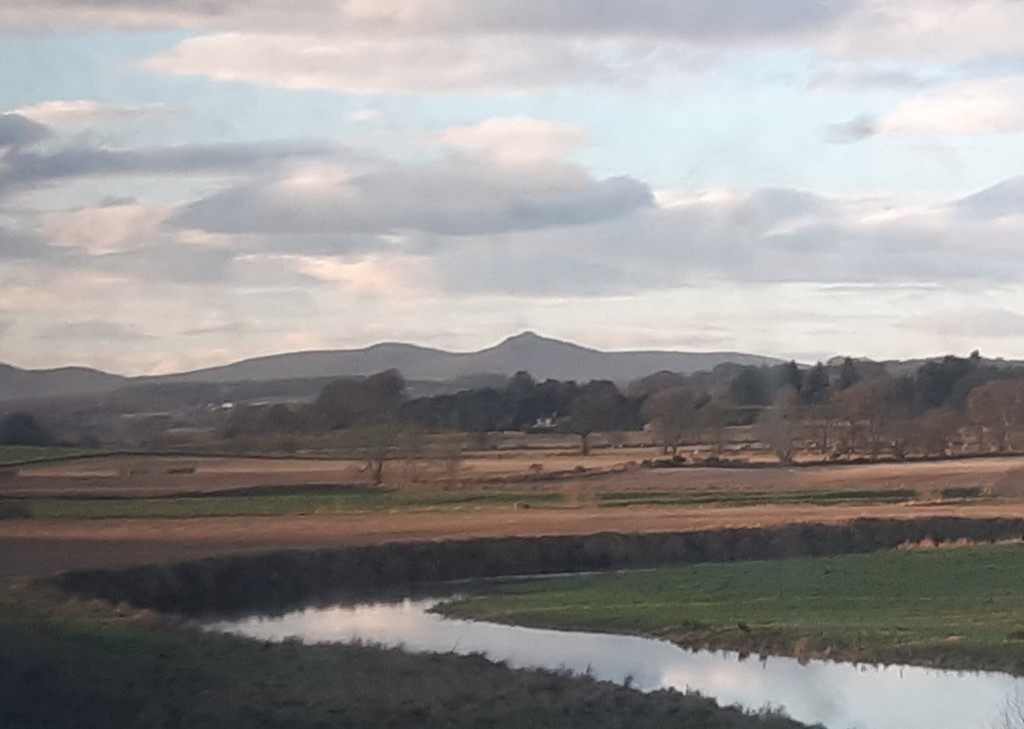 River Don and Bennachie from the train  by sarah19