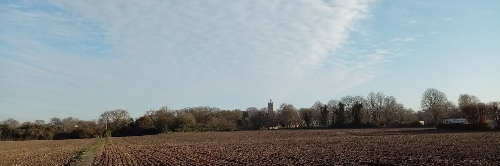 Distant Church and Ploughed Field  by g3xbm
