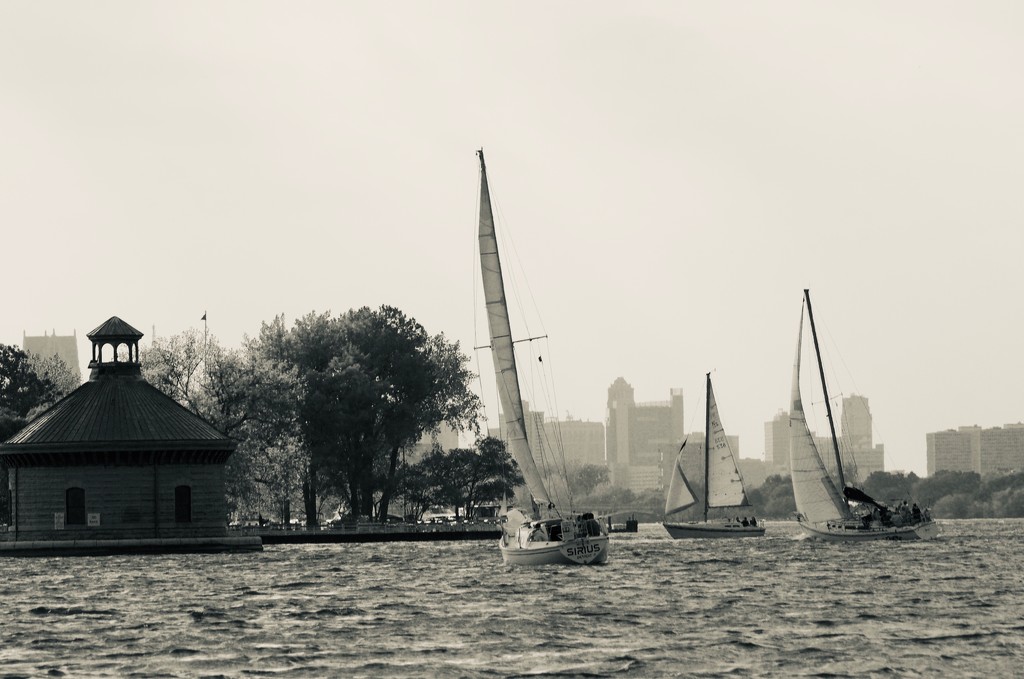 Detroit River, big boat headed home  by corktownmum