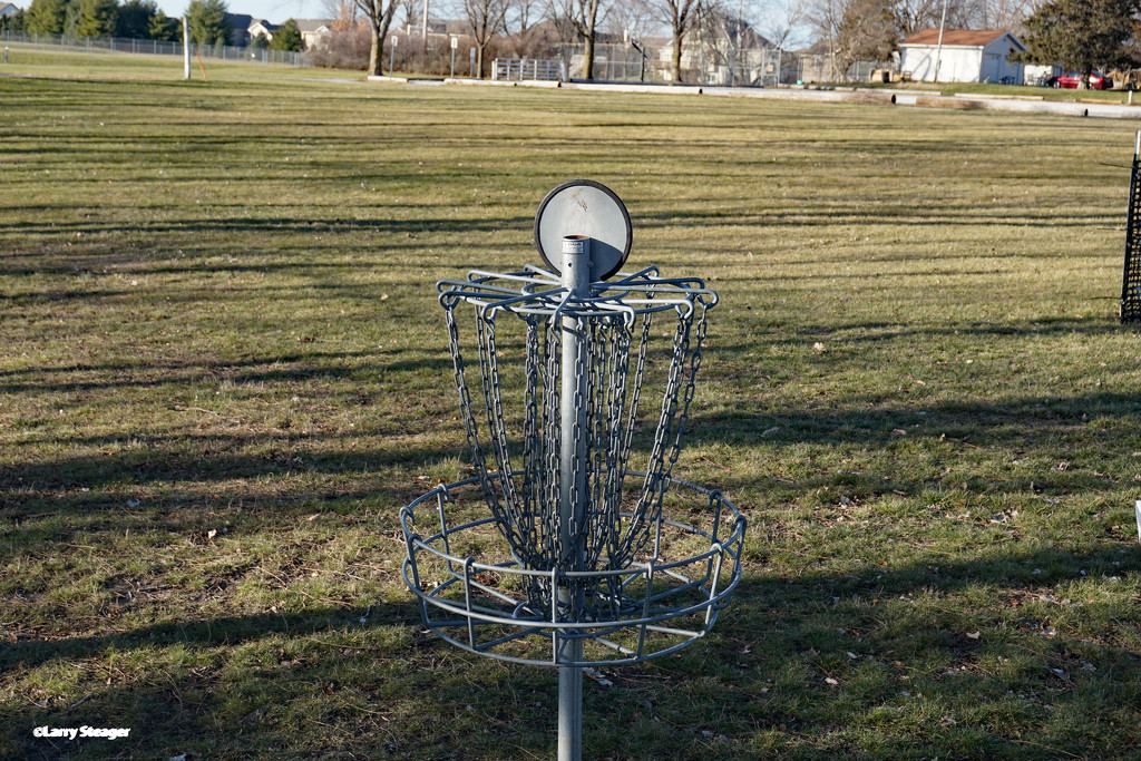 Disk golf goal or Frisbee golf by larrysphotos