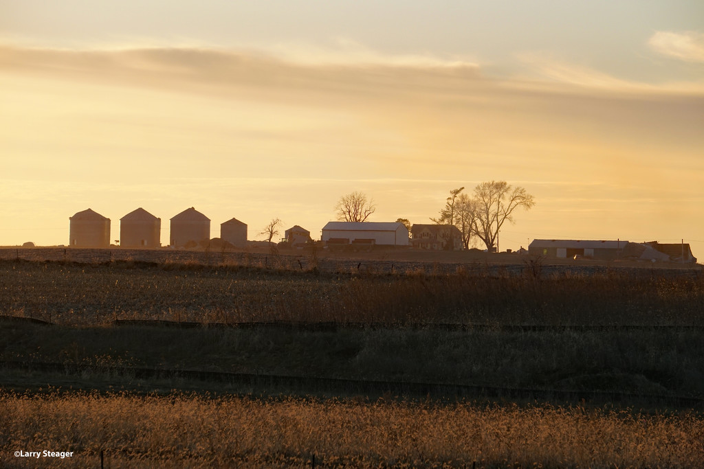 Corn storage and farm  by larrysphotos