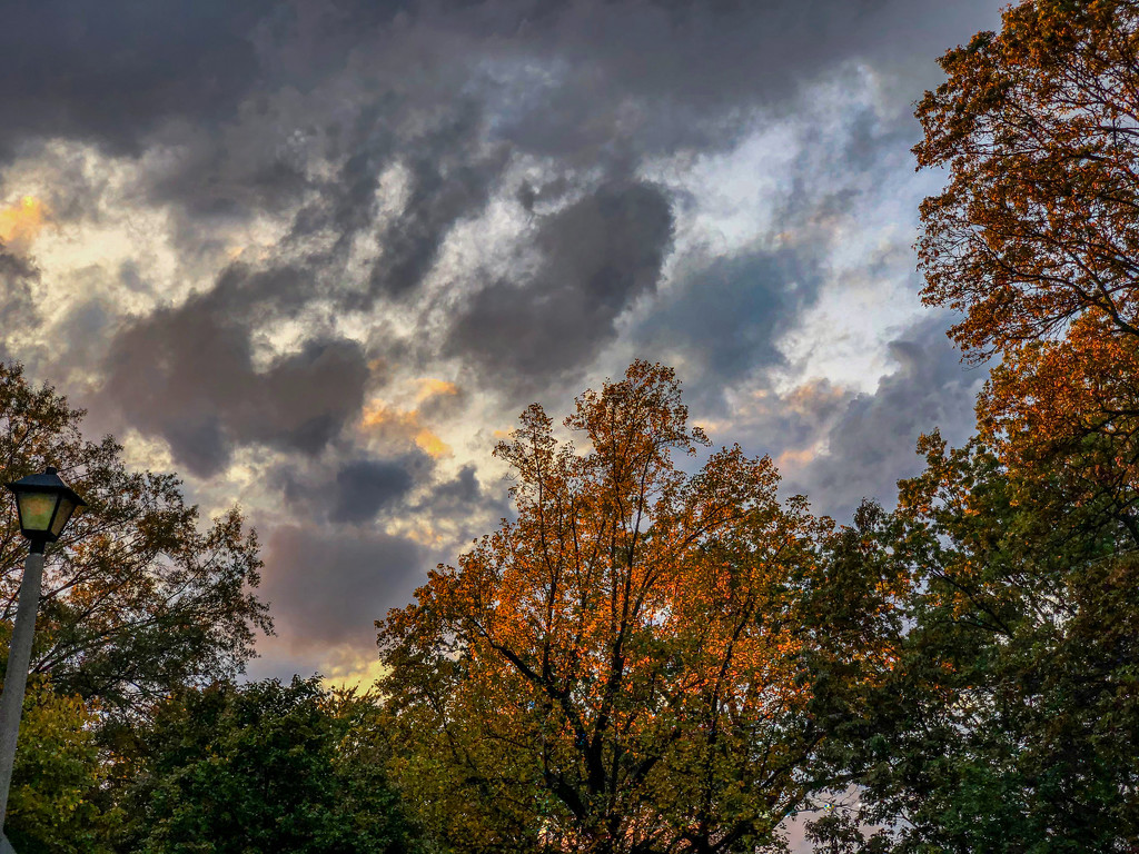 Fall Storm Blowing in at Sunset by jbritt