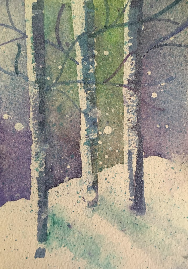 annual “snowy trees” watercolor class by wiesnerbeth