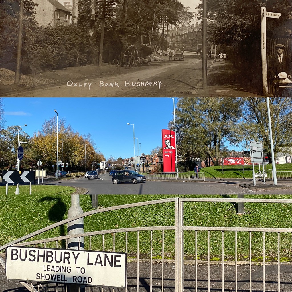 Oxley Bank Bushbury Wolverhampton 1930's and 2020 by judithmullineux