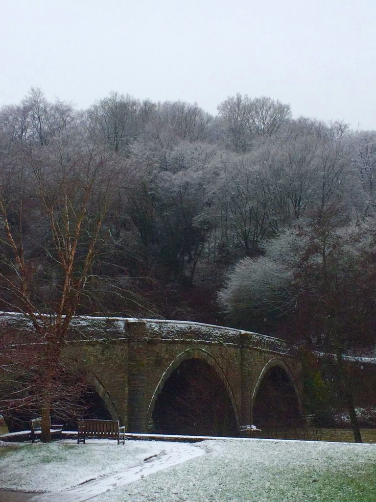 Ludlow old bridge, in the snow.  by snowy