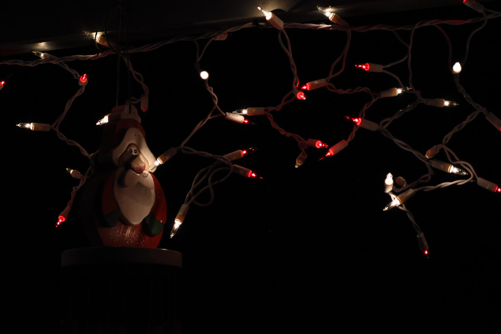 Santa Windchime and Christmas Lights by bjywamer