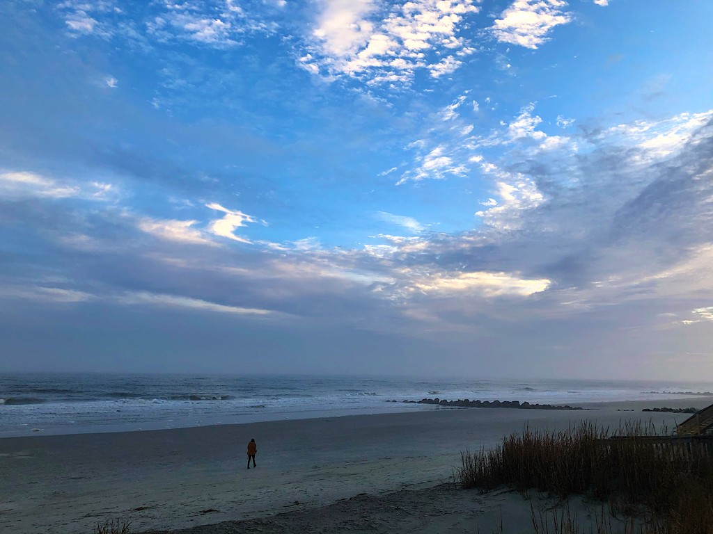 Clouds, sky and ocean and winter beach by congaree