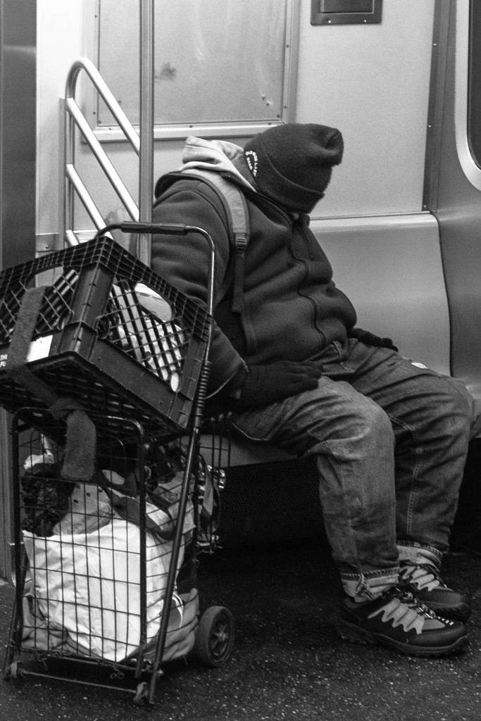 homeless man on the subway by denful