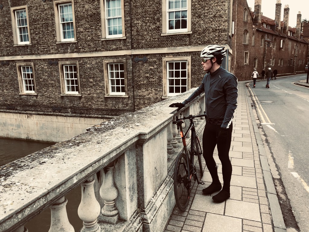 Cyclist on Silver Street Bridge  by gbeauchamp