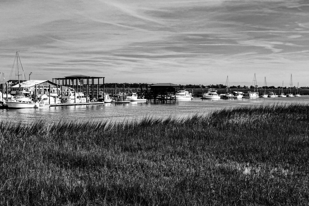 A row of boats on Tybee Island by clayt
