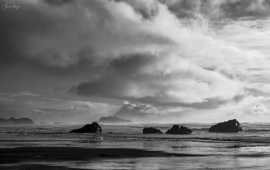 Black and White Clouds and Rocks  by jgpittenger