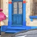 White hearts on blue door ... and pink umbrellas. by cocobella