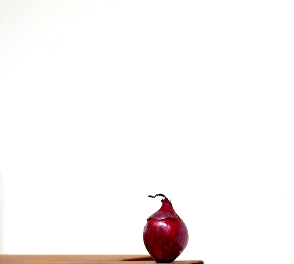 Red onion in negative space by jacqbb