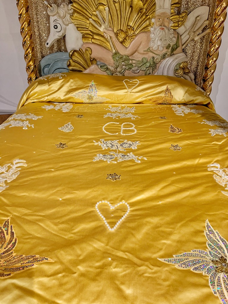 Golden bed with heart.   by cocobella