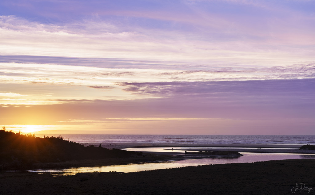 Walking in the Sunset as the Outlet Curves to the Ocean by jgpittenger